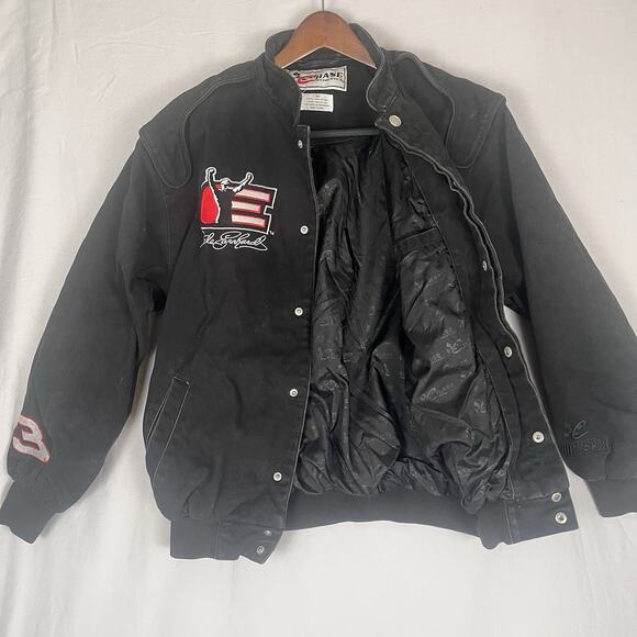 Vintage NASCAR Chase Authentic Dale Earnhardt Black Denim Jacket Mens Medium - Picture 5 of 16